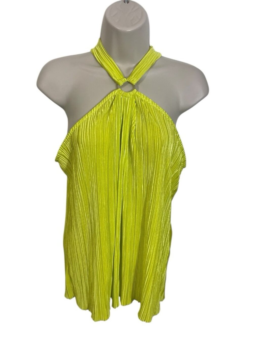 WHBM White House Black Market Outlet Women's Size 8 Crinkle Halter Top Lime $59